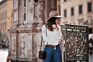 denim culottes outfit