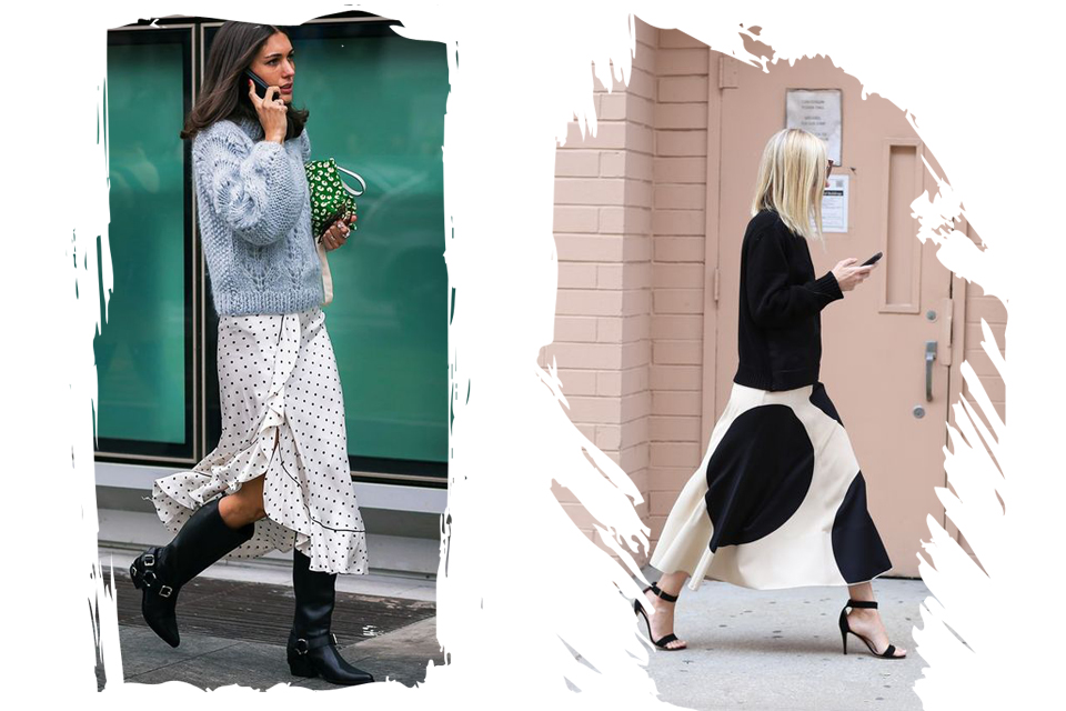 polka-dot-skirt-outfit-idea-street-fashion